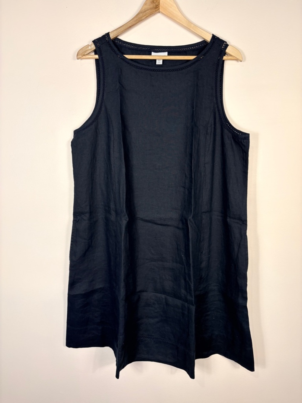 J. Jill Navy Blue Love Linen Sleeveless Shift Dress Short Beach Lagenlook